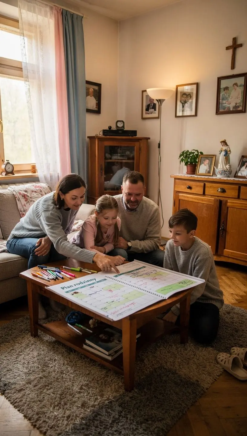 Zegar na ścianie przypominający o ważnych wydarzeniach w rodzinie.